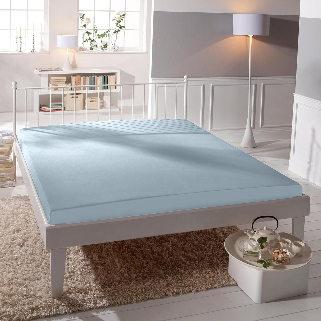 Bassetti Spannbettlaken 052 Aqua Baumwolle/Elastan, Masse: 90cm x 190cm, 100cm x 220cm, 9225047 90cm