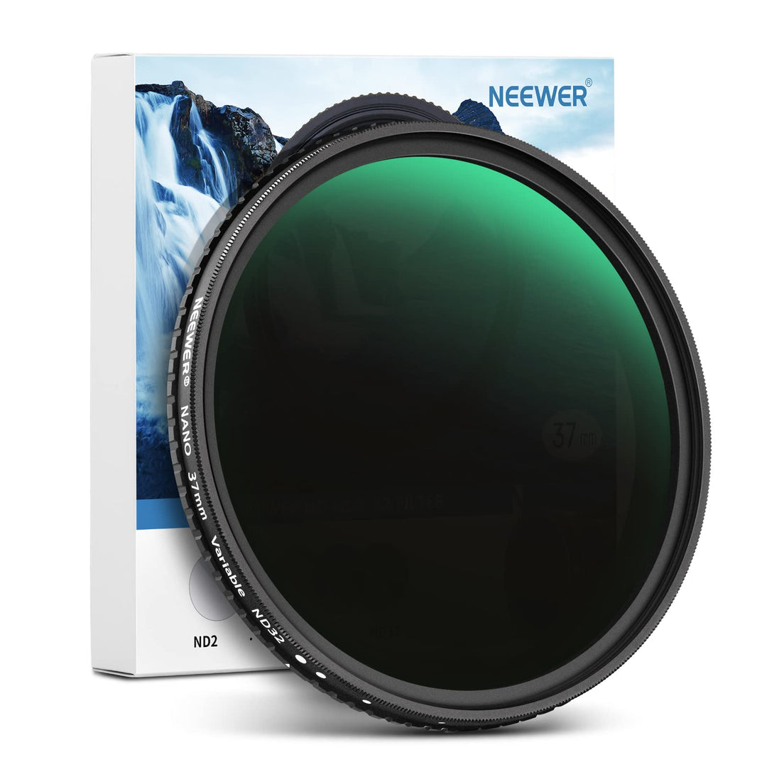 NEEWER 37mm HD Variable ND Filter ND2-ND32 (1-5 Stops) kein X Kreuz Variabel Graufilter HD optisches