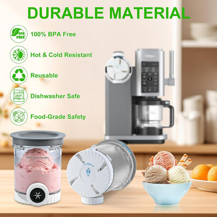 Qingning 2 Stück Behälter für Ninja Swirl by CREAMi, 480 ml Eisbehälter für Ice Cream, Kompatibel mi
