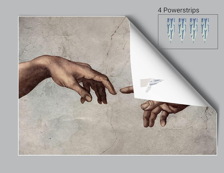 wandmotiv24 Poster als Wanddeko, Grösse 100x70cm, Davinci Hände, die Erschaffung Adams, Gemälde, Kun