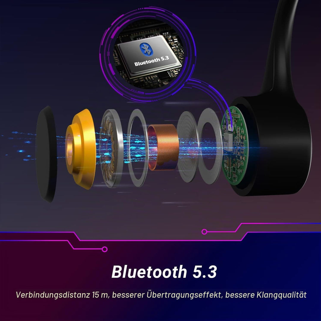 August EP400 Knochenschall Kopfhörer Bluetooth 5.3 Knochenleitungs-Kopfhörer mit Schutzklasse IP68 (
