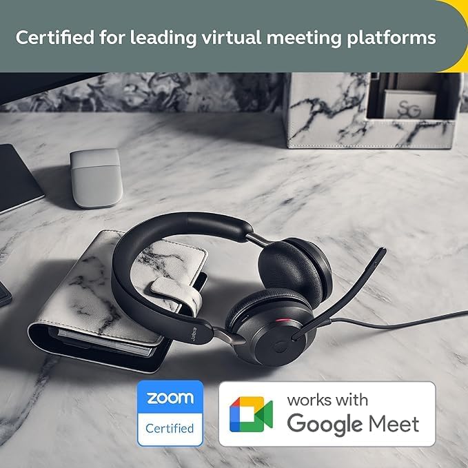Jabra Evolve2 40 SE - Kabelgebundenes Stereo-Headset mit Geräuschunterdrückung und 3-Mikrofon-Techno