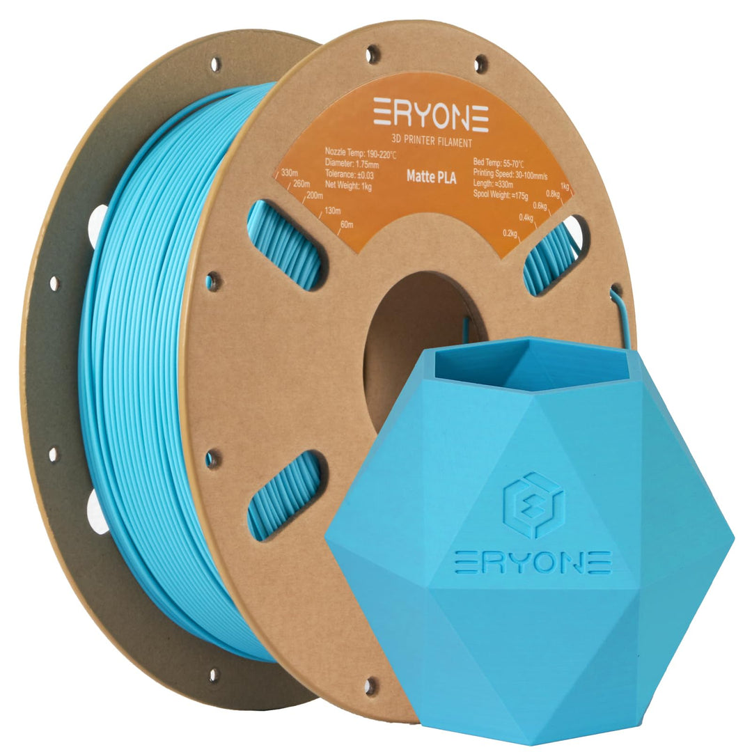ERYONE Matte PLA 3D Drucker Filament 1.75mm, Massgenauigkeit +/- 0.03 mm, 1 kg 1 Spule, Matte Aqua B