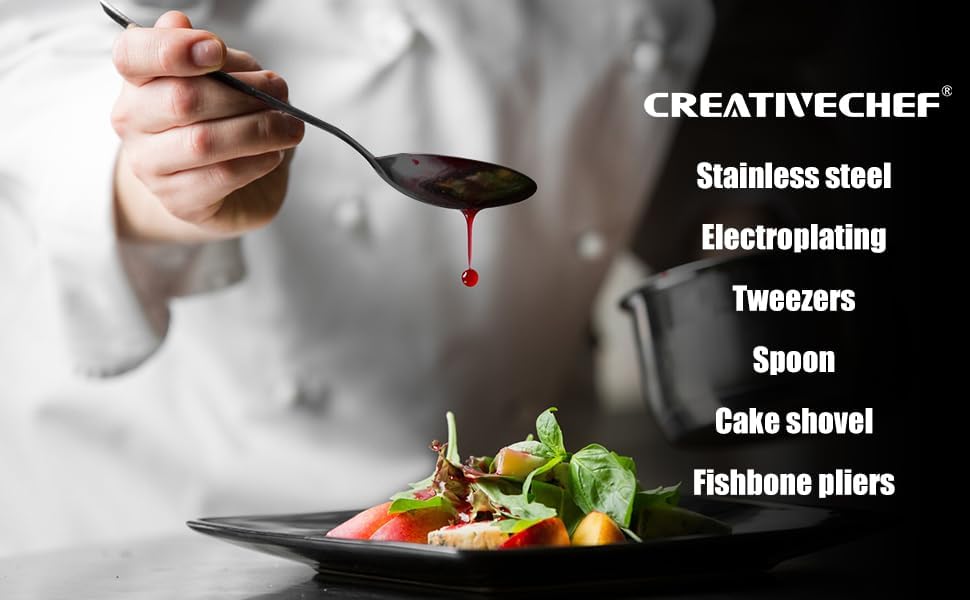 CREATIVECHEF Satz von 10 Küchenzangen Chef Plating Tools Culinary Kit, Präzisionszangen Spezialität
