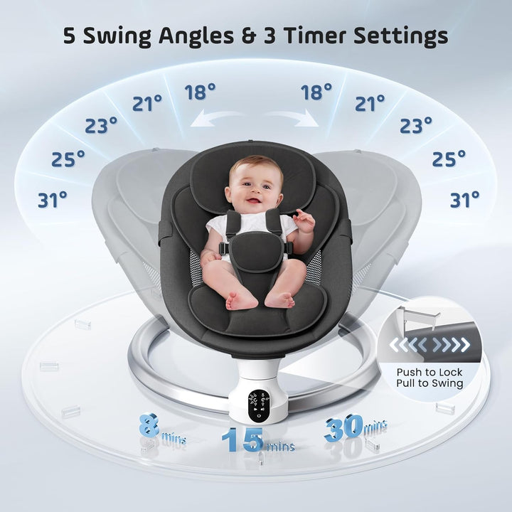 Babywippe, Babyschaukel Elektrisch mit Kabel und mit Bluetooth, Elektronisch Baby Schaukelsitz Babyw