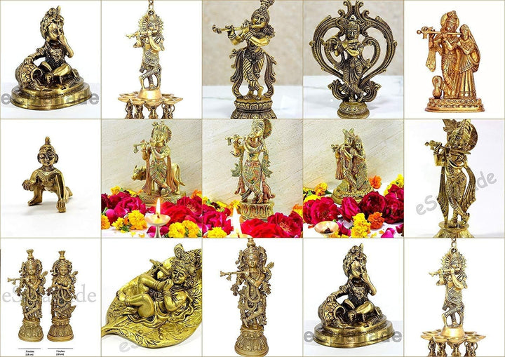 Esplanade Harz Krishna Kishan Murti Idol Statue Skulptur (11") Mehrfarbig…