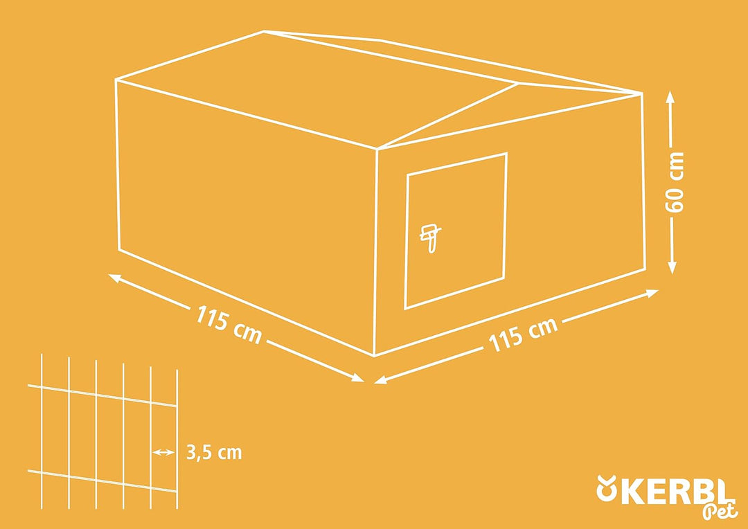 Kerbl Pet Pet Freilaufgehege Easy, verzinkt, mit Sonnenschutz, 115x115x60cm