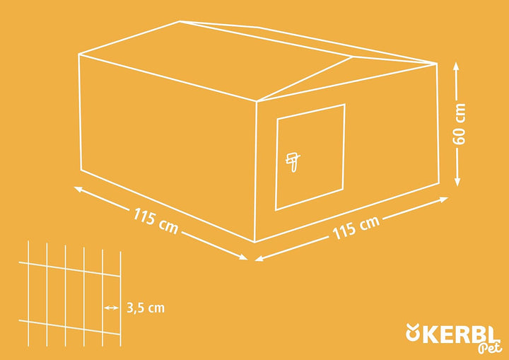 Kerbl Pet Pet Freilaufgehege Easy, verzinkt, mit Sonnenschutz, 115x115x60cm