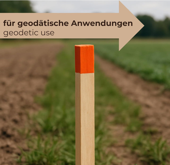 25 Stück Holzpfähle aus Buche Rot Lackierter Spitze Quadratisch Längen 120 cm Markierungspfosten Hol