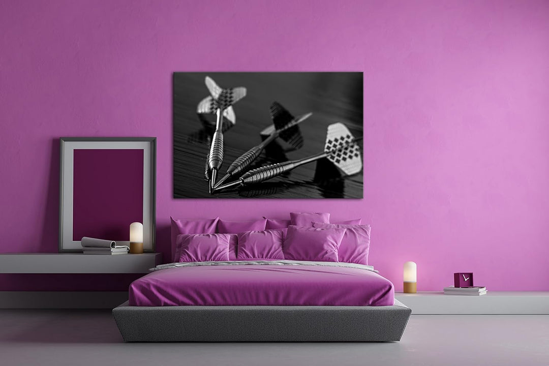 deyoli edle Dartpfeile Effekt: Schwarz/Weiss im Format: 60x40 als Leinwandbild, Motiv fertig gerahmt