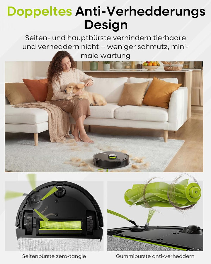 MONSGA Saugroboter mit Wischfunktion 8000PA, Staubsauger Roboter mit Absaugstation 4L, LiDAR Navigat