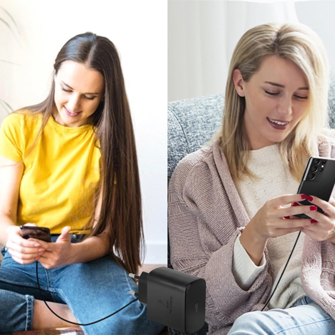 Samsung Schnellladegerät 45 W Ladegerät mit 2m Nylon Ladekabel Typ C kompatibe mit Samsung Galaxy S2