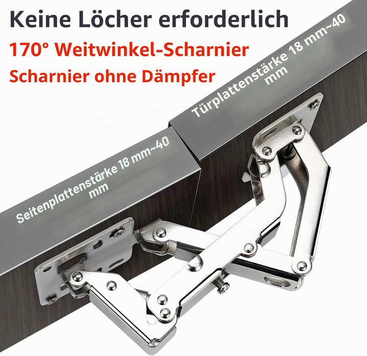 Qrity 4 X Aufschraubscharnier mit Feder Öffnungswinkel 170° Küche Schrank Türscharniere +16 Schraube