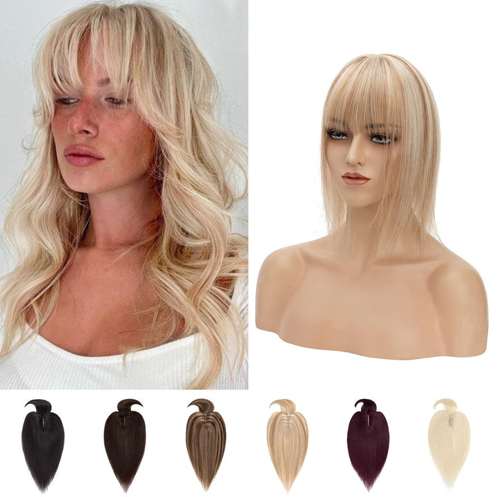Silk-co Topper Extensions Echthaar Haarteile Echthaar Clip in Extensions Echthaar Glatt Toupet Haarv