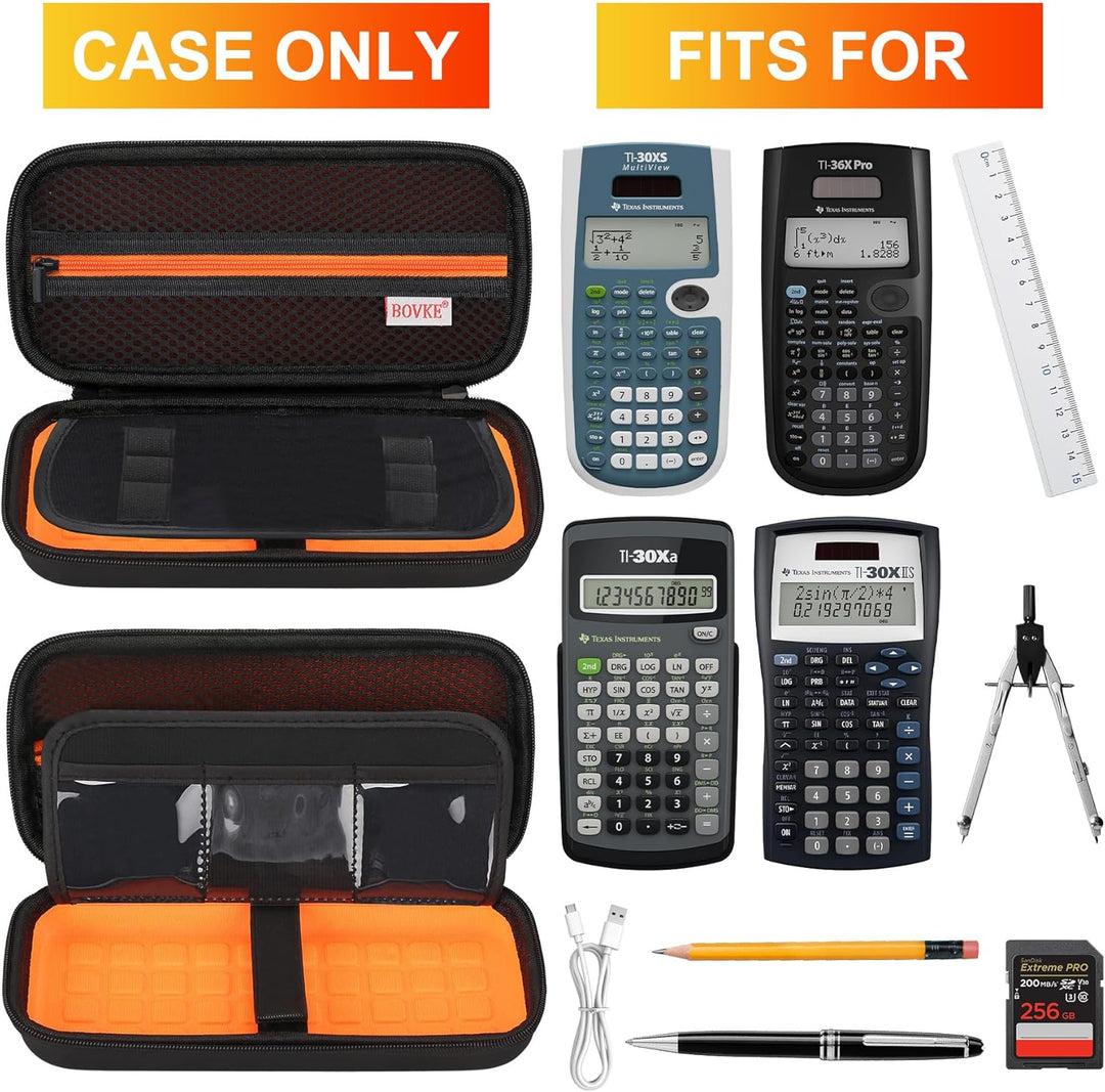 BOVKE Hard PU Graphing Calculator Carrying Case für Texas Instruments TI-30XS Multiview/TI-34 Multiv
