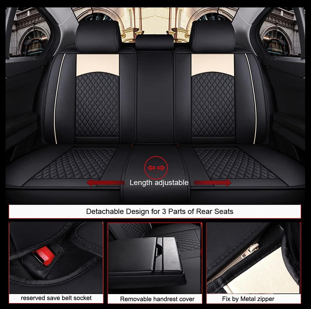 ibon Autositzbezüge Set Leder, 5-Sitze Universal-Sitzbezüge Auto Vordersitze und Rückbank Komplettse