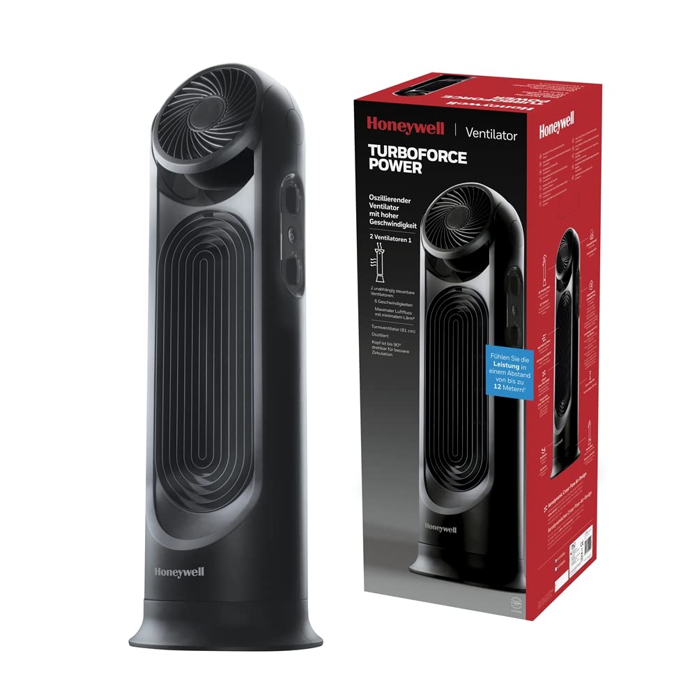 Honeywell TurboForce Power Oszillierender 2-in-1-Turmventilator mit hoher Geschwindigkeit