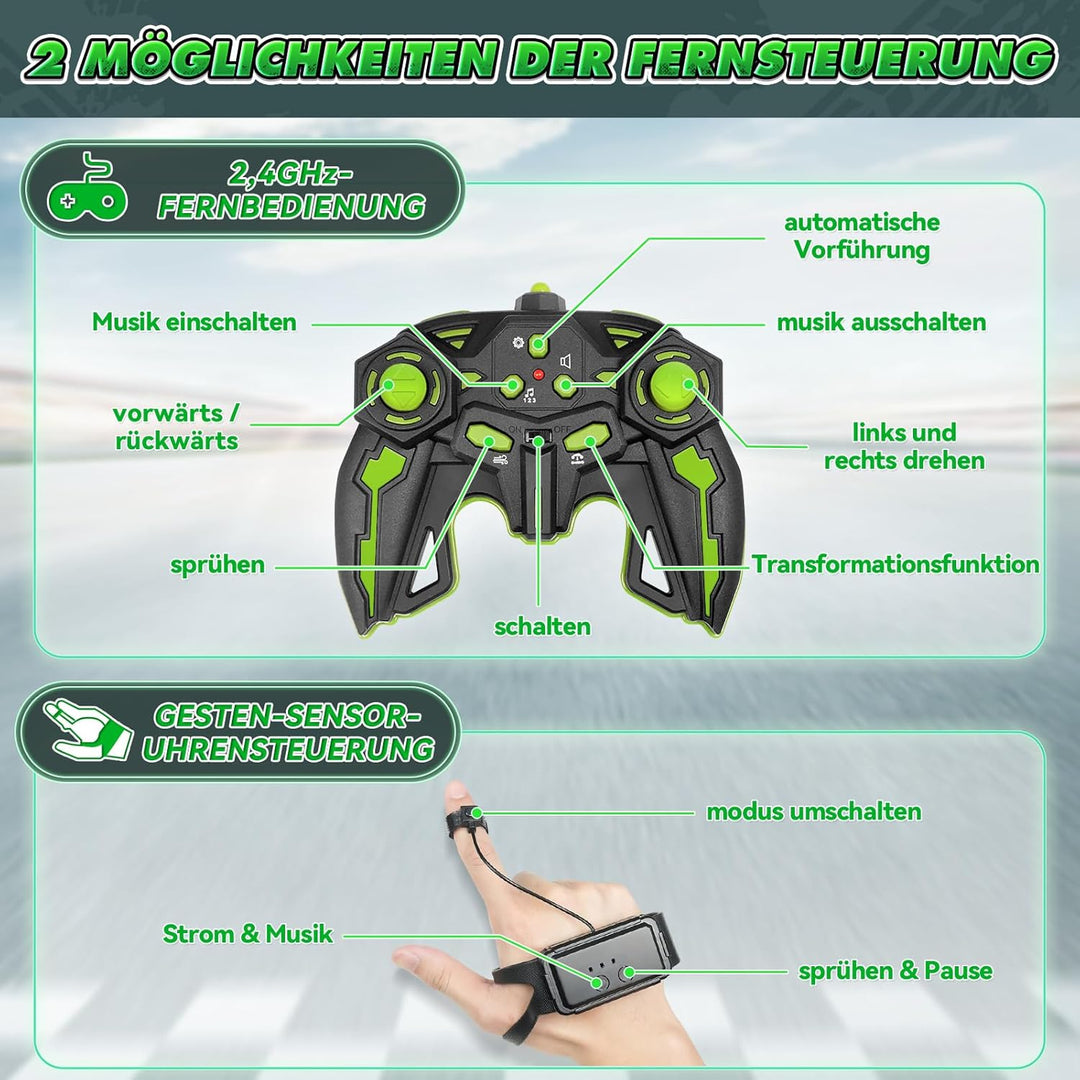 Dysaim Ferngesteuertes Auto, RC Stunt Car, 360°Drehung Drift 4WD RC mit Handsteuerung mit Licht Musi