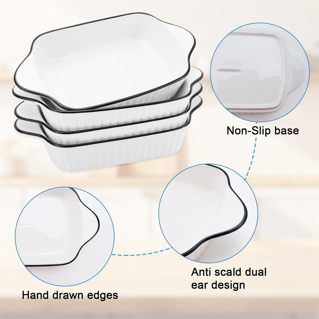 IIRC Kleine Auflaufform Keramikm 4er Set, Mini Auflaufformen Set, Lasagne Auflaufform Klein für Back