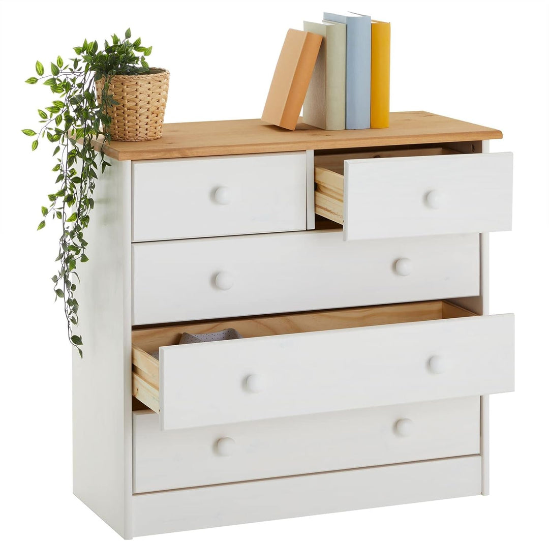 IDIMEX Kommode Rondo, schöne Anrichte mit 5 Schubladen, praktisches Sideboard aus massiver Kiefer in