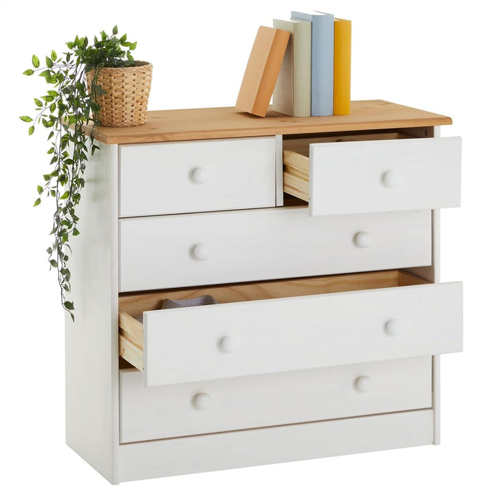 IDIMEX Kommode Rondo, schöne Anrichte mit 5 Schubladen, praktisches Sideboard aus massiver Kiefer in