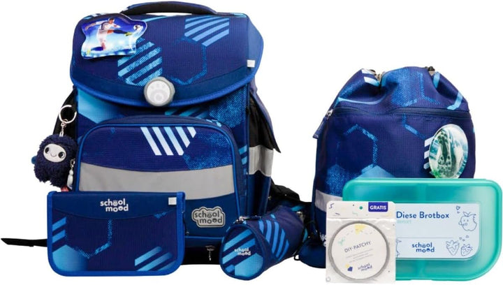 SCHOOL-MOOD Timeless Pro Schulranzenset 7-teilig 23,5L Stauraum, ergonomisches Easy Fit System für 1