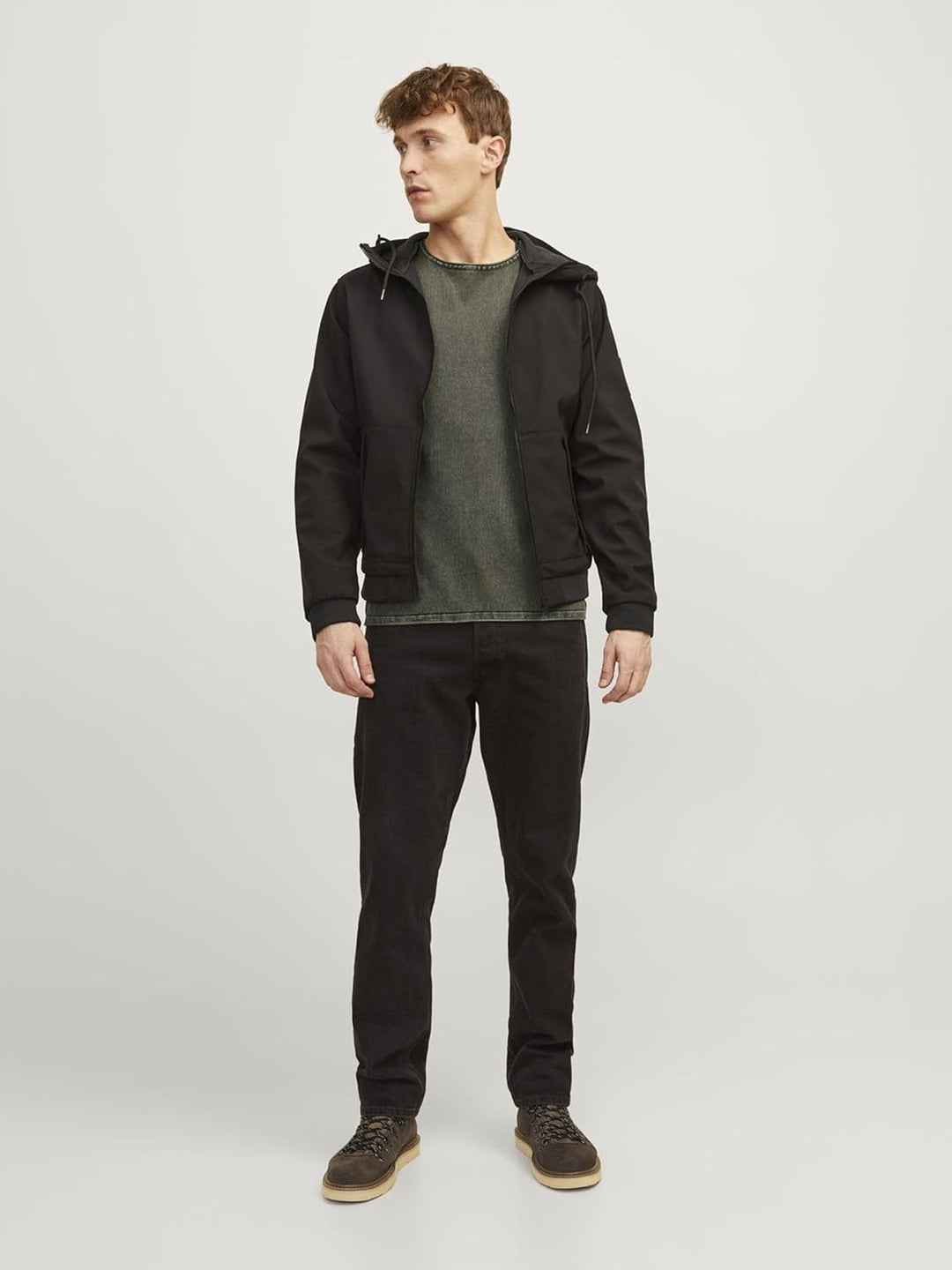 JACK & JONES Male Strickpullover mit Rundhals Einfarbig Strickpullover mit Rundhals XL Dusty Olive,