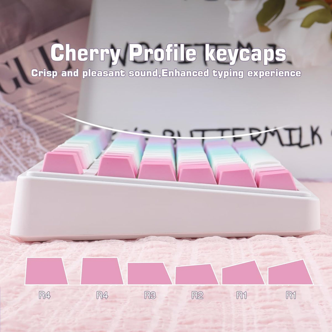 PBT Keycaps, 133 Keys Y2K Aesthetic Gradient Keycaps, Double Shot Shine Through Side Printed Keycap,