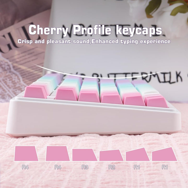 PBT Keycaps, 133 Keys Y2K Aesthetic Gradient Keycaps, Double Shot Shine Through Side Printed Keycap,