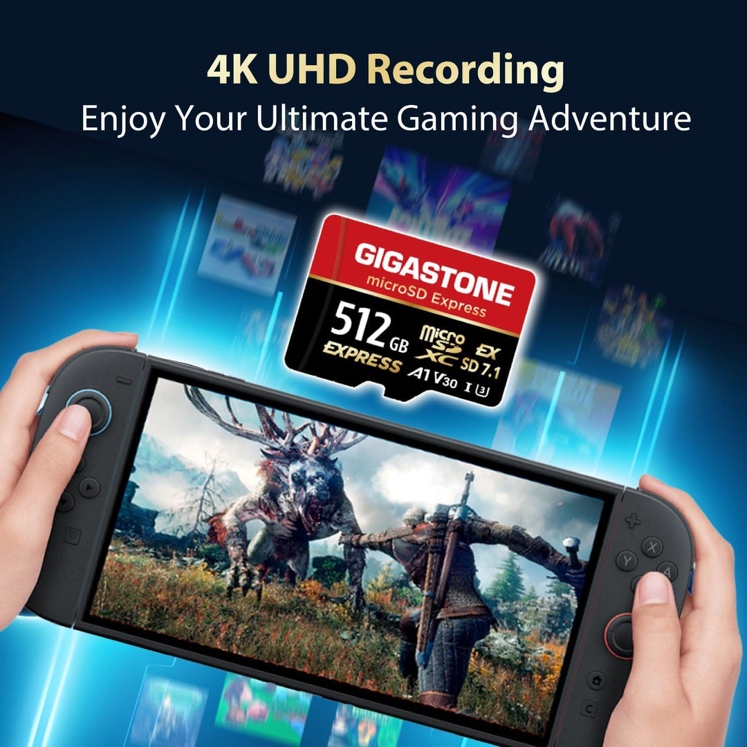 【Für Switch 2 entwickelt】 GIGASTONE 512GB microSD Express + USB-C Kartenleser + Adapter, kompatibel