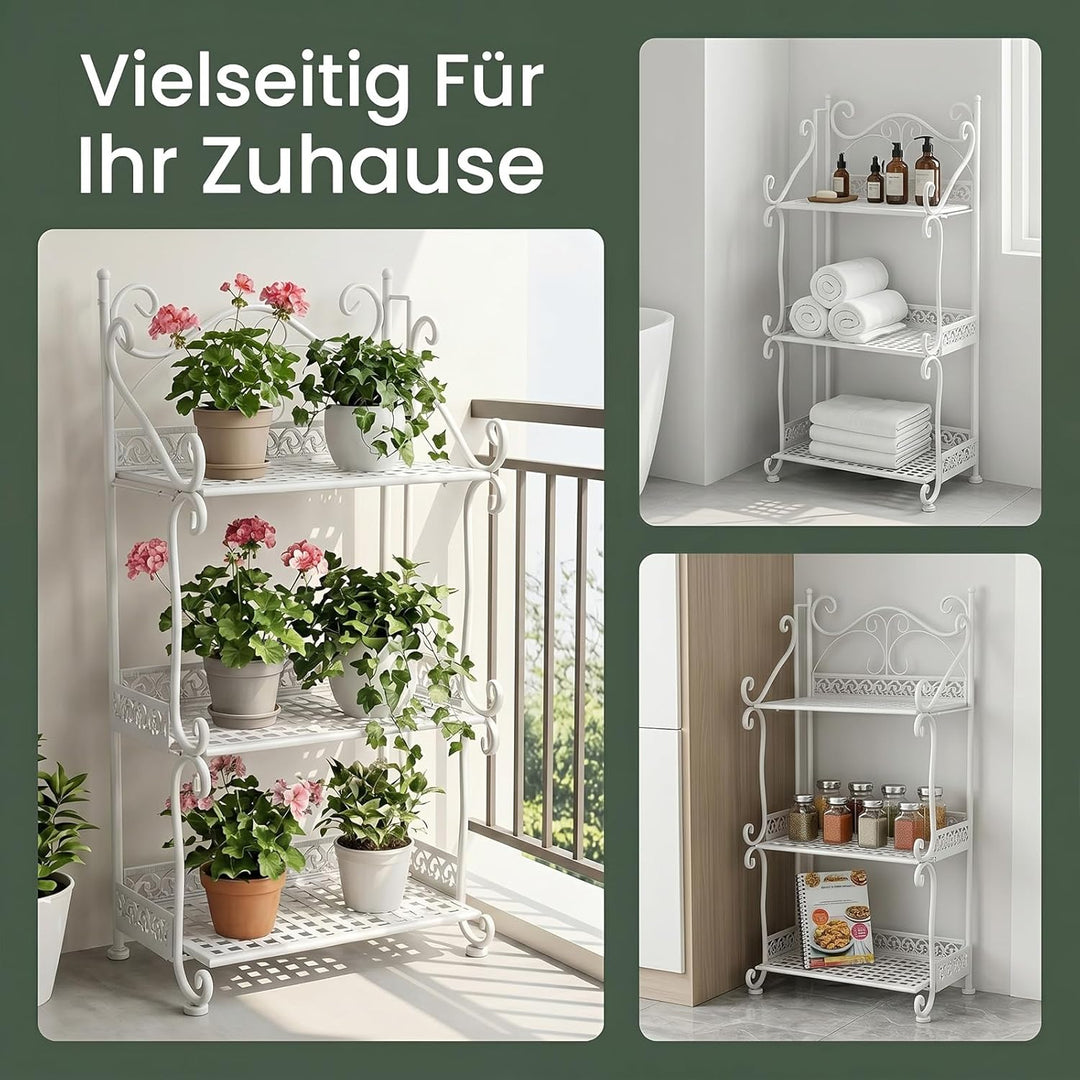 Zusammenklappbares Pflanzenregal aus Metall, Blumenständer im für Innen &amp; Aussen, Eisen-Regal für Ba