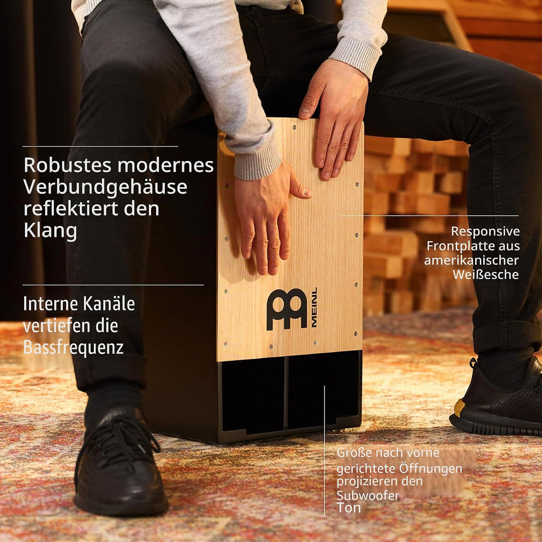 Meinl Percussion Subwoofer Cajon - Trommel mit Snare und extrem tiefem Bass - American White Ash Fro