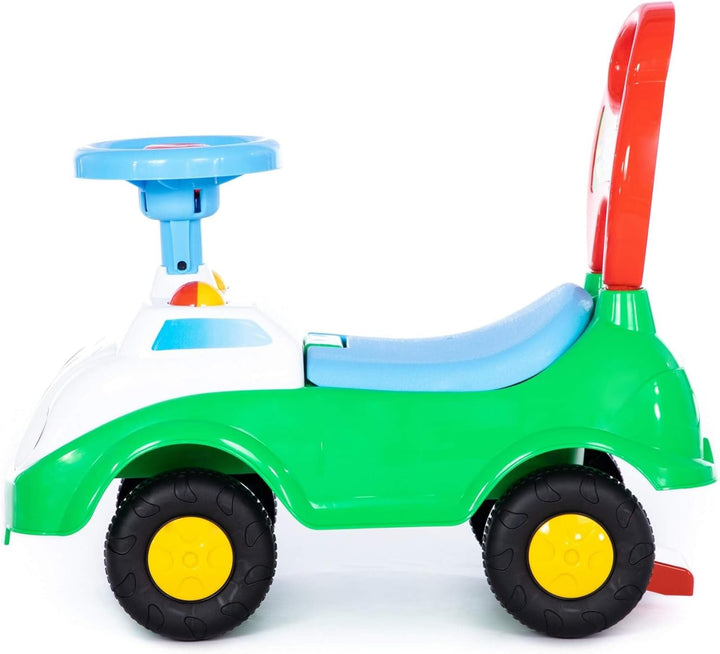 Polesie Farbenfroher Rutscher mit Stahlachsen – Baby Racer I Lenkrad, Hupe und Staufach I Integriert