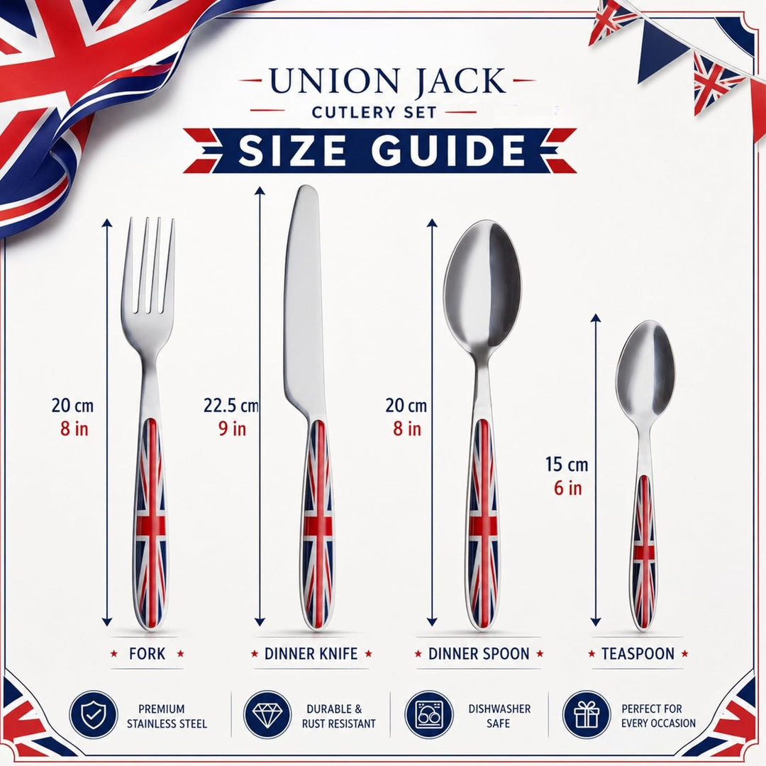 Exzact Rostfrei Stahl Besteck Set EX07 Union Jack X 24, Union Jack X 24