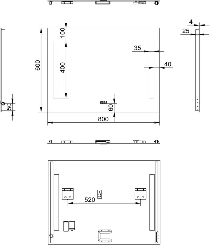 Talos Star Badspiegel mit Beleuchtung 80x60 cm – LED Badezimmerspiegel – Wandspiegel mit LED Lichtau
