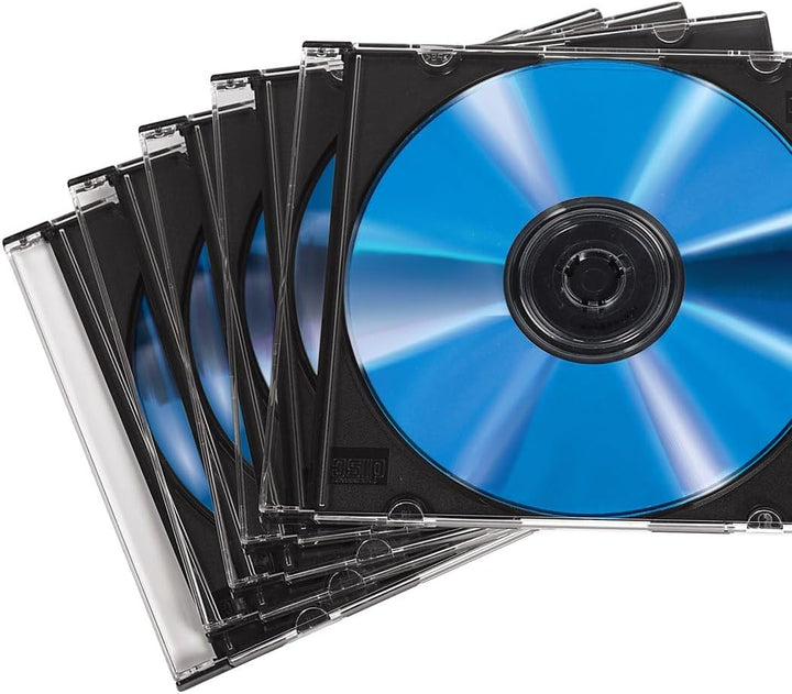 Hama CD Leerhüllen Schutzhülle (50er Pack, Slim Line, Höhe: 5mm) CD-Hüllen transparent-schwarz