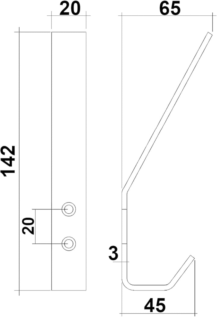 SOTECH 10 Stück Kleiderhaken ALBA moderner Mantelhaken echt Edelstahl 142 x 20 mm Huthaken Garderobe