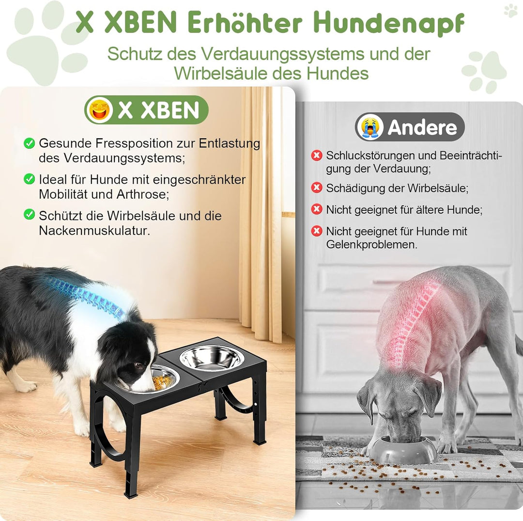 X XBEN Erhöhter Hundenapf, 5 Höhenverstellbar Futternapf für Kleine Mittlere Grosse Hunde, Futtersta