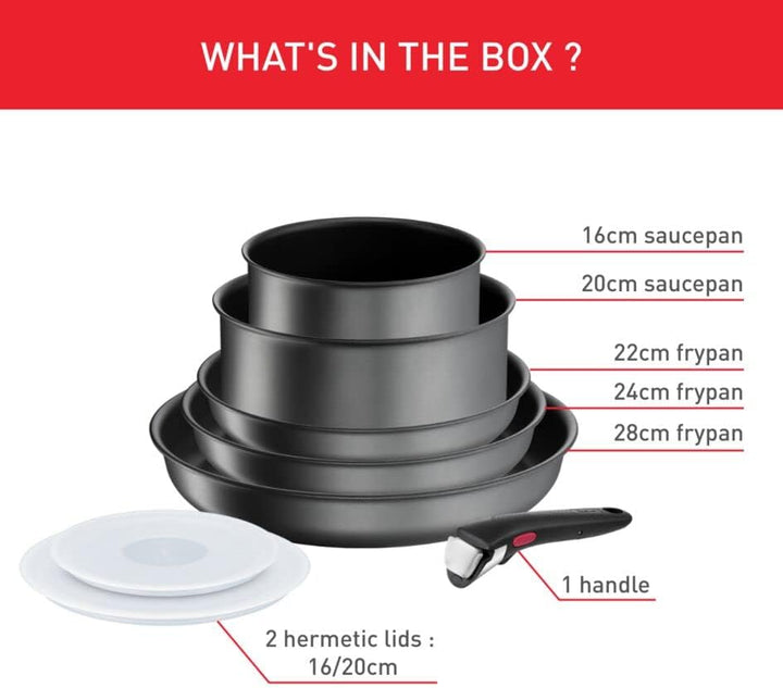 Tefal Ingenio Daily Chef ON Töpfe & Pfannen Set, 8-teilig, stapelbar, abnehmbarer Griff, platzsparen
