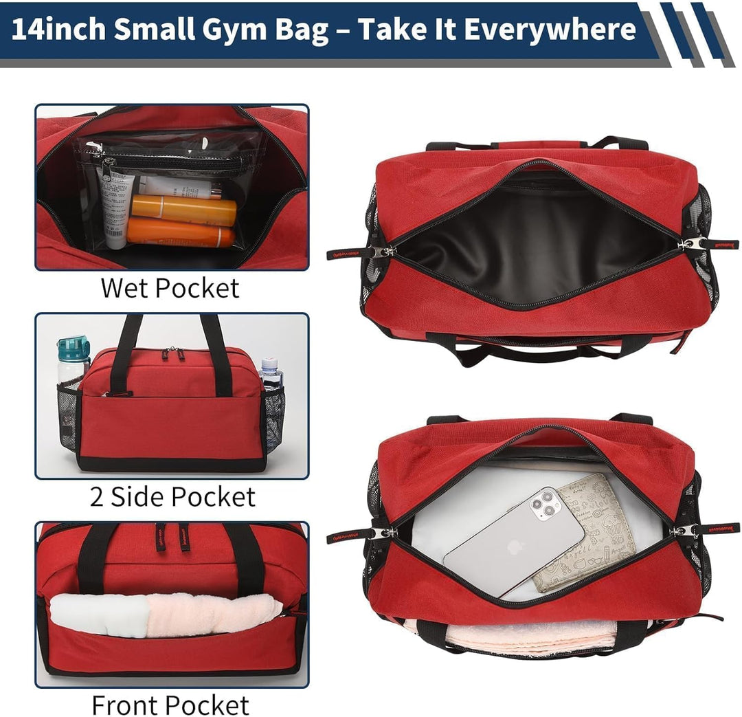 Kleine Sporttasche mit Nassfach - 35×20×20cm Handgepäck, Mini Duffle Bag mit Mehreren Fächern für Sp