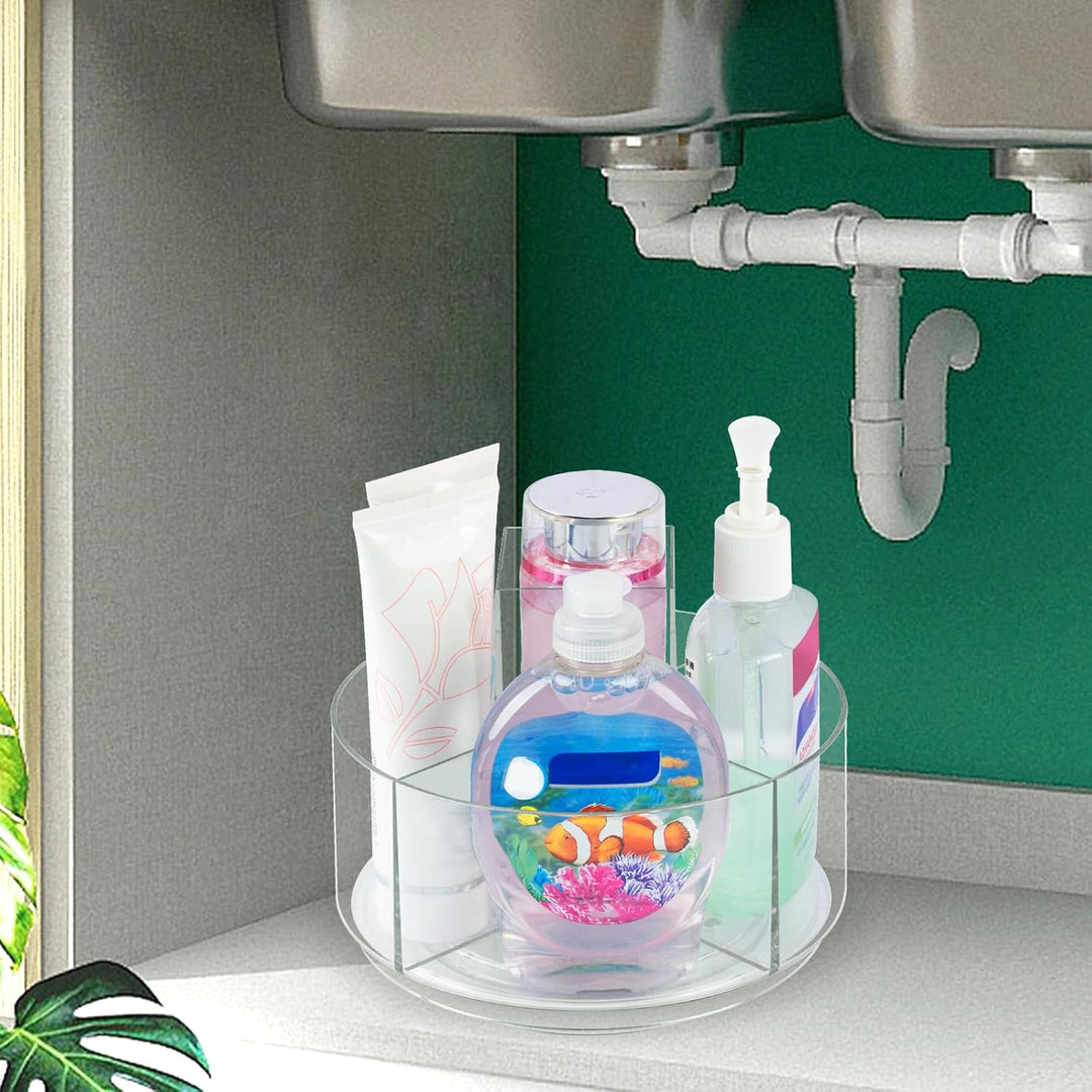 360° Drehbarer Make up Organizer, Transparenter Lazy Susan Organizer für Waschtisch, Kosmetikvitrine