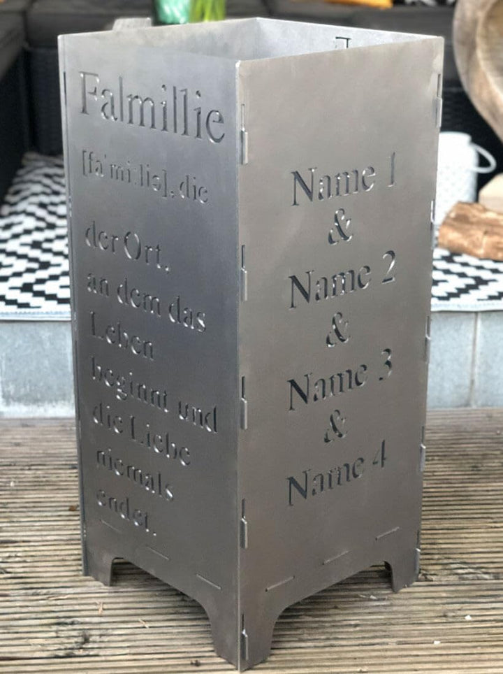 EXTRAVAGANT® Feuertonne, Feuerstelle, Feuerkorb, Feuersäule PERSONALISIERT für den Garten, Terrasse,