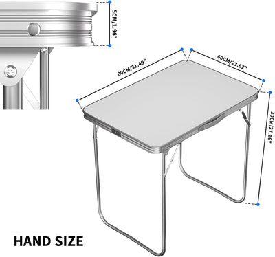 Bowose 80x60cm Klapptisch Gartentisch 69cm Höhe, Stahl-Camping-Tisch 20KG Kapazität, leichte tragbar