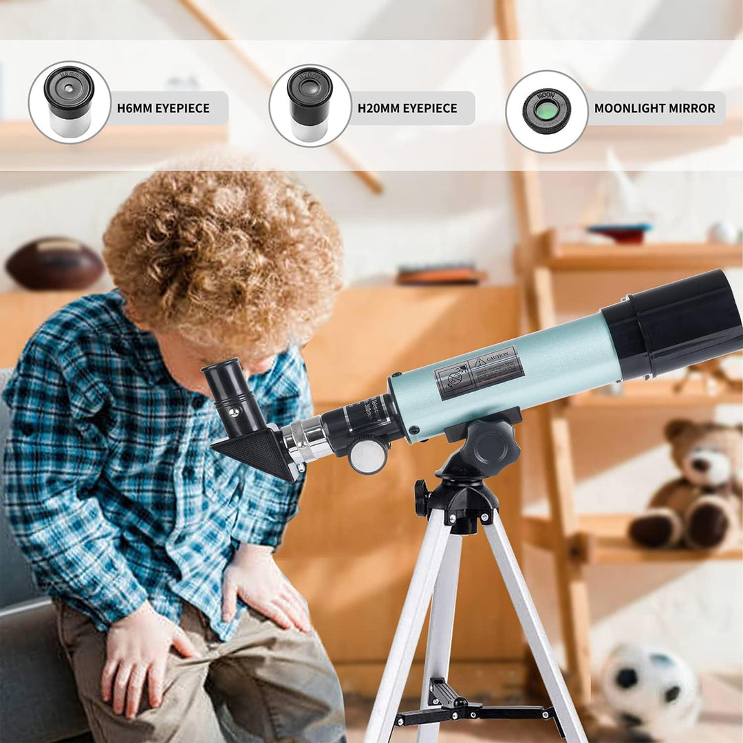 Mijiao Teleskop für Kinder, 360/50mm Astronomisches Teleskop Refraktor Weltraum Fernrohr Landschaft