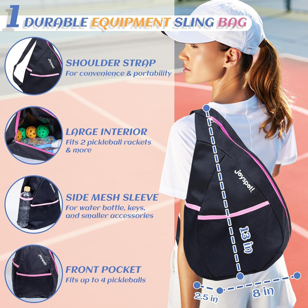 JOY SPOT! Pickleball Schläger 2 Set, Leichter Pickleball Schläger mit Fiberglas-Oberfläche, 4 Bälle