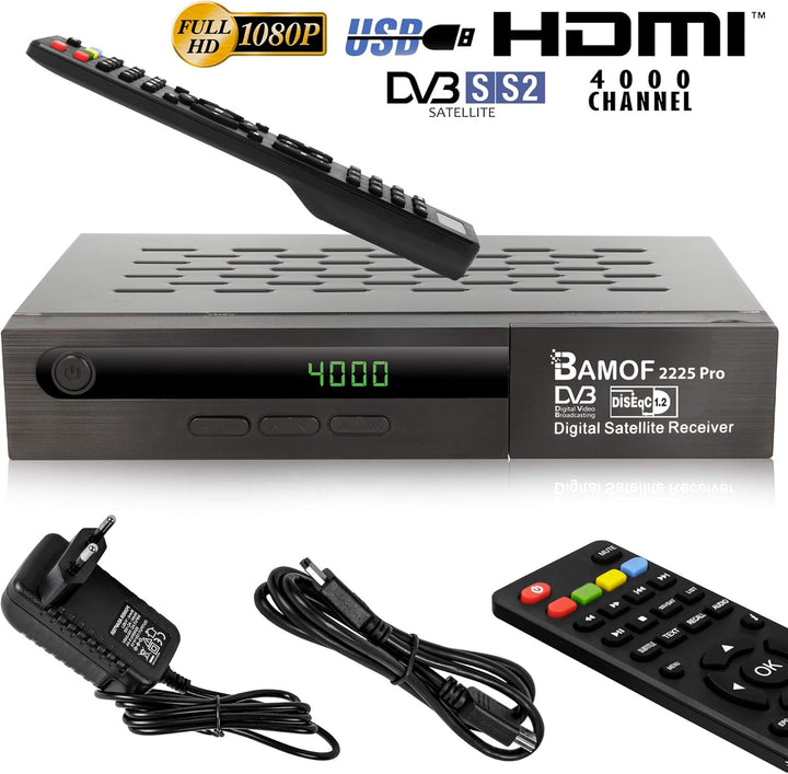 Bamof 2225 PRO Sat Receiver Digitaler Satelliten Receiver- (HDTV, DVB-S/DVB-S2, HDMI, SCART, 2X USB,