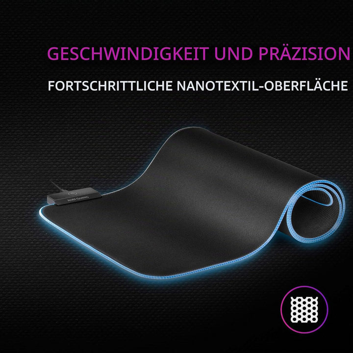 Mars Gaming MMPRGB2, Mauspad Gmaing XXL, RGB 12-Modi, 2X USB 2.0, Schwart, MMPRGB2