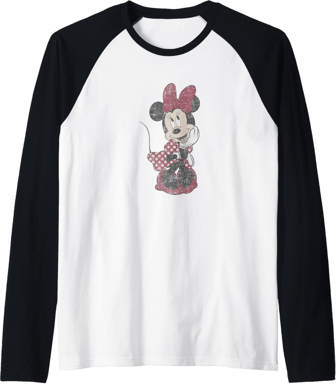 Disney Mickey And Friends Minnie Mouse Shy Vintage Raglan