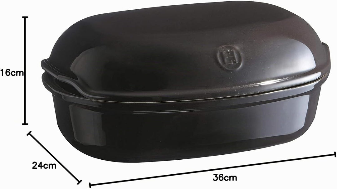 Emile Henry EH799501 Brot, Keramik, Kohlschwarz, 5 Liter Dunkelschwarz., Dunkelschwarz.