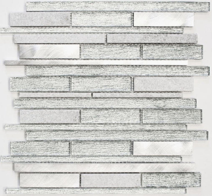 Mosaik Fliese Verbund Stäbchen Aluminium silber Verbund Glasmosaik für WAND BAD DUSCHE KÜCHE FLIESEN
